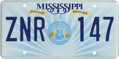 MS license plate ZNR147