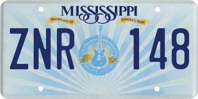 MS license plate ZNR148