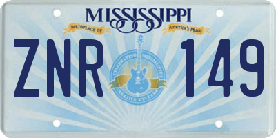 MS license plate ZNR149
