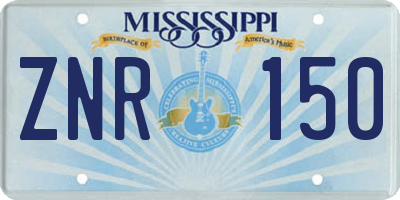 MS license plate ZNR150