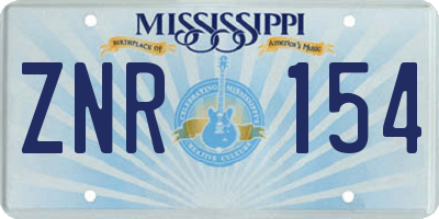 MS license plate ZNR154