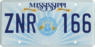 MS license plate ZNR166
