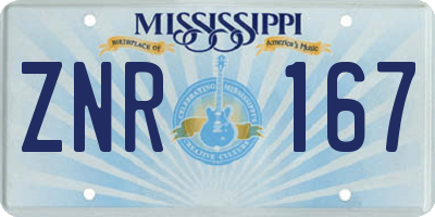 MS license plate ZNR167