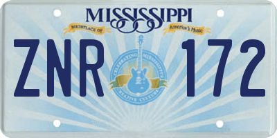 MS license plate ZNR172