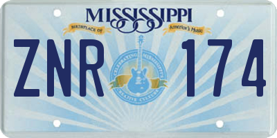 MS license plate ZNR174