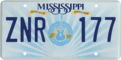 MS license plate ZNR177