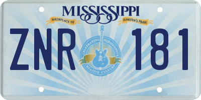 MS license plate ZNR181