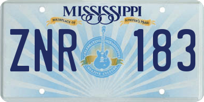 MS license plate ZNR183