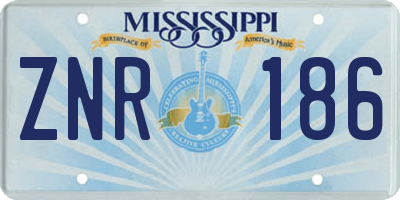MS license plate ZNR186