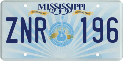 MS license plate ZNR196