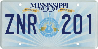 MS license plate ZNR201