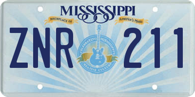 MS license plate ZNR211