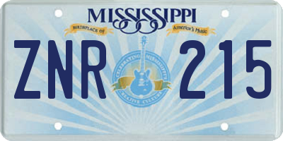 MS license plate ZNR215