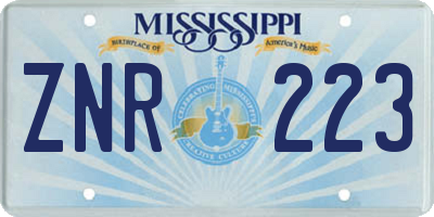 MS license plate ZNR223