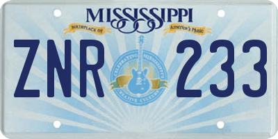 MS license plate ZNR233