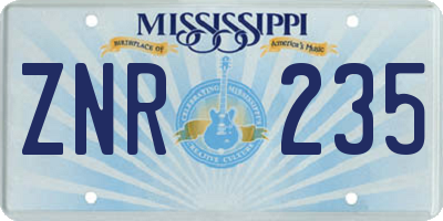 MS license plate ZNR235