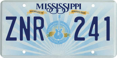 MS license plate ZNR241