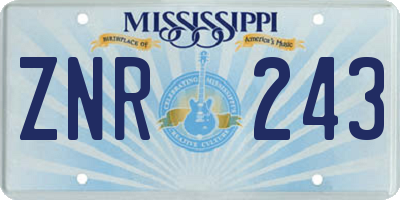 MS license plate ZNR243