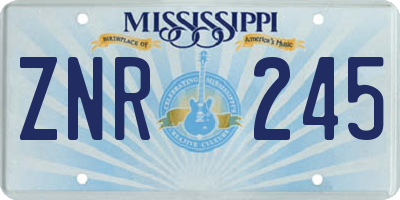 MS license plate ZNR245