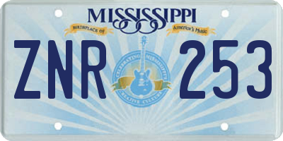MS license plate ZNR253