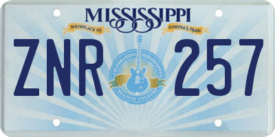 MS license plate ZNR257