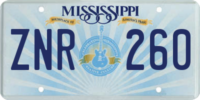 MS license plate ZNR260