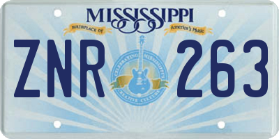 MS license plate ZNR263