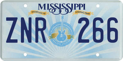 MS license plate ZNR266