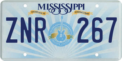 MS license plate ZNR267