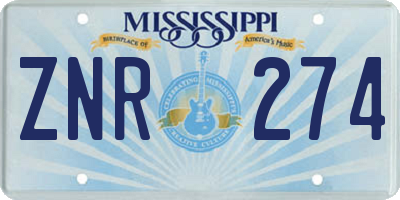 MS license plate ZNR274