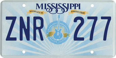 MS license plate ZNR277