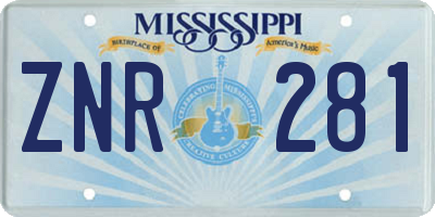 MS license plate ZNR281