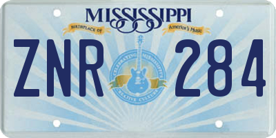 MS license plate ZNR284
