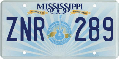 MS license plate ZNR289