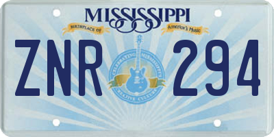 MS license plate ZNR294