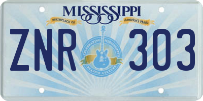 MS license plate ZNR303