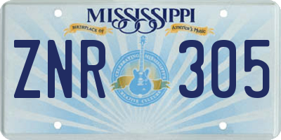 MS license plate ZNR305
