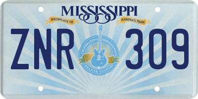 MS license plate ZNR309