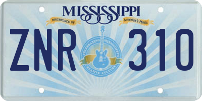 MS license plate ZNR310