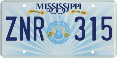 MS license plate ZNR315