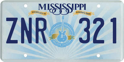 MS license plate ZNR321