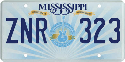 MS license plate ZNR323