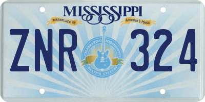 MS license plate ZNR324
