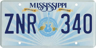 MS license plate ZNR340