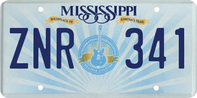 MS license plate ZNR341