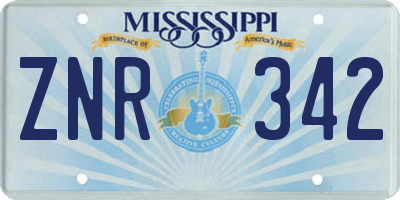 MS license plate ZNR342