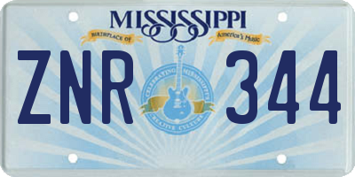 MS license plate ZNR344