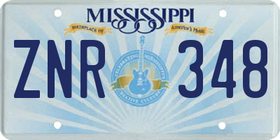 MS license plate ZNR348