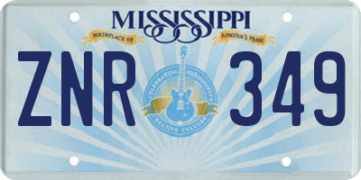 MS license plate ZNR349