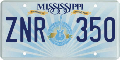 MS license plate ZNR350